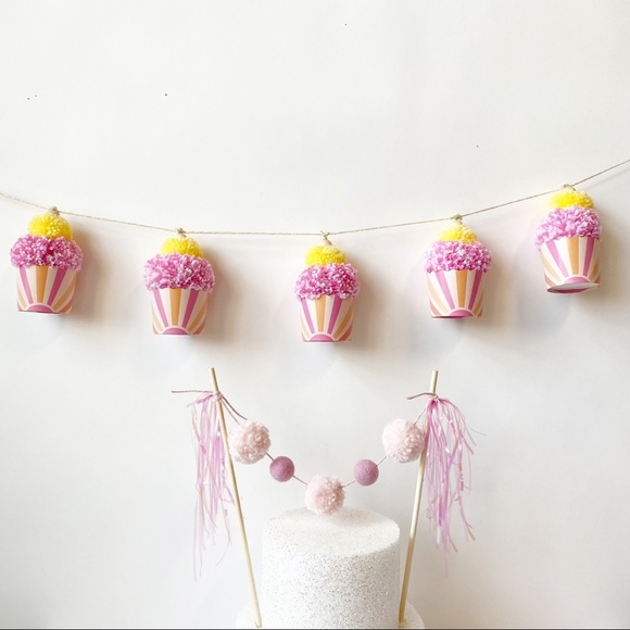 Cupcakes Birthday Party Garland, Cupcake Birthday Decorations, Birthday Party - Picture 2 of 5